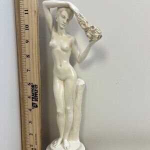 Vintage Knoss Figurine Beautiful Lady with Long Hair Porcelain Sculpture Signed